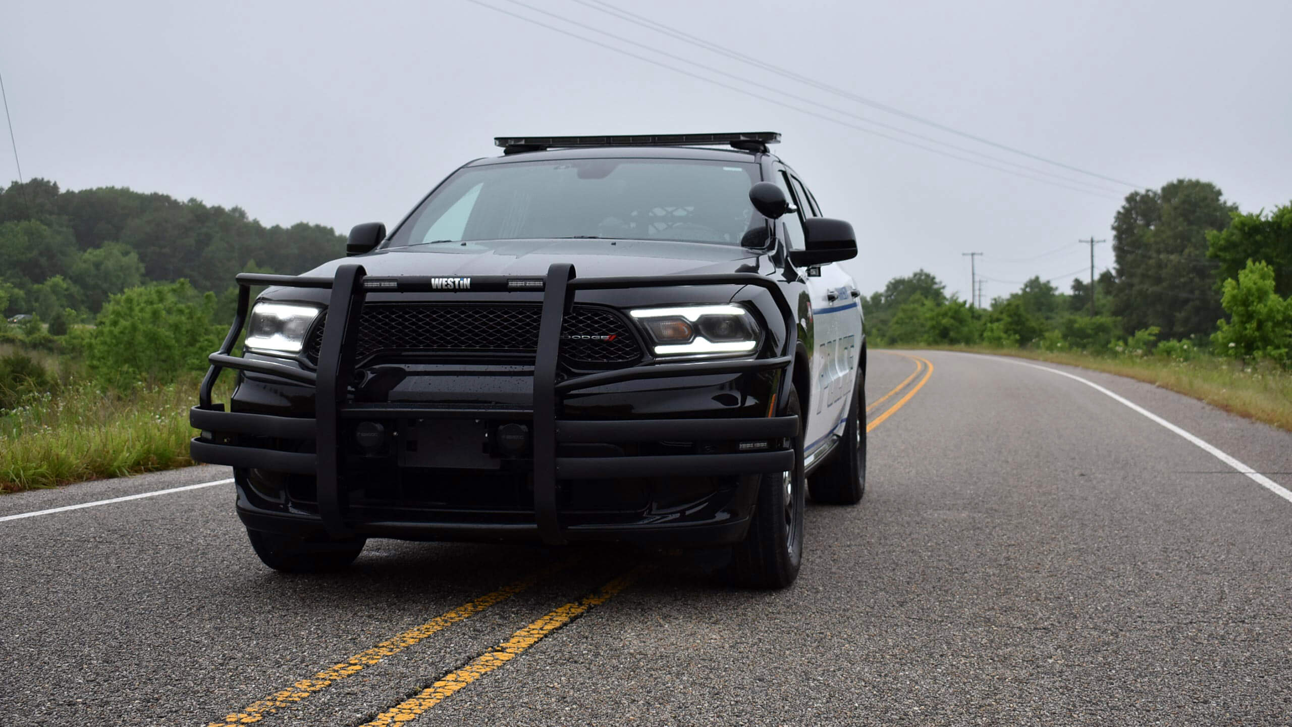 Harrison PD patrol unit, front grille guard and light bar